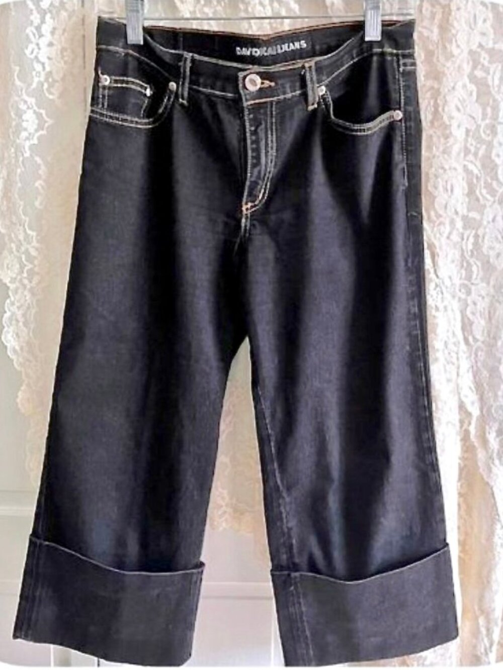 David Kahn Jeanswear - Dark Blue Denim Cuffed/Cropped Jeans - Size 4